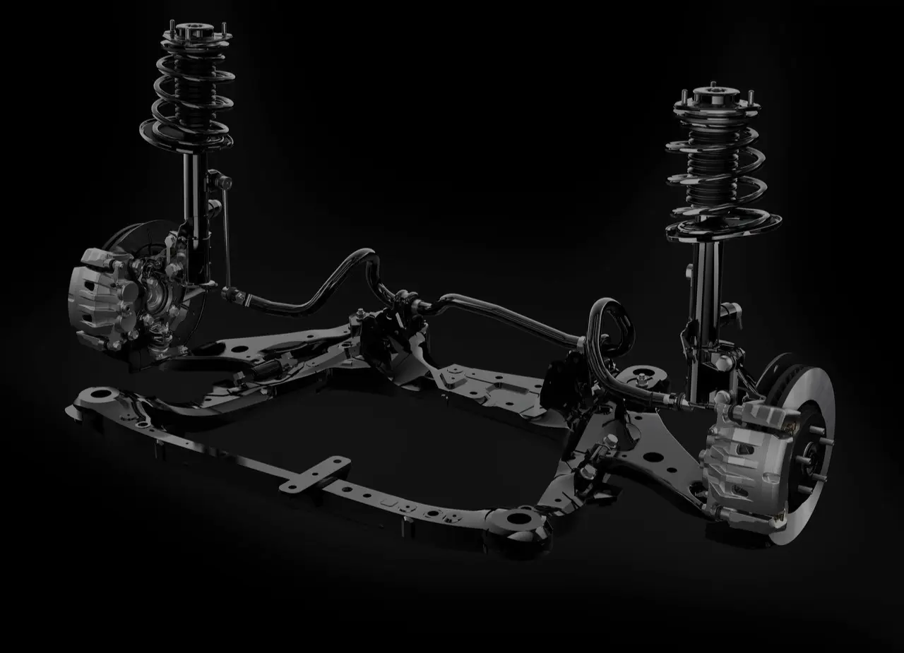 Suspension assembly with struts, springs and control arms